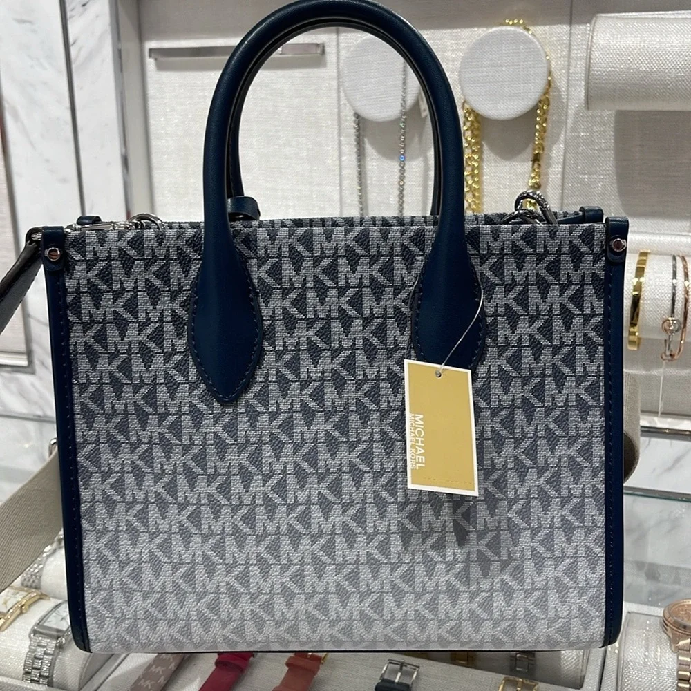 MICHAEL KORS Mirella Sm Ombré Signature Logo SHOPPER TZ XBODY Crossbody Satchel - Picture 7 of 16